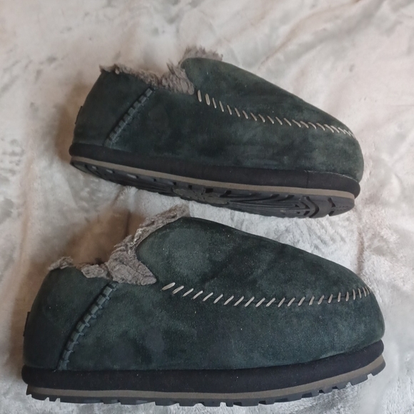Men\'s Faux-Shearling Lined Slip-On Slippers - Dark Green main image 4